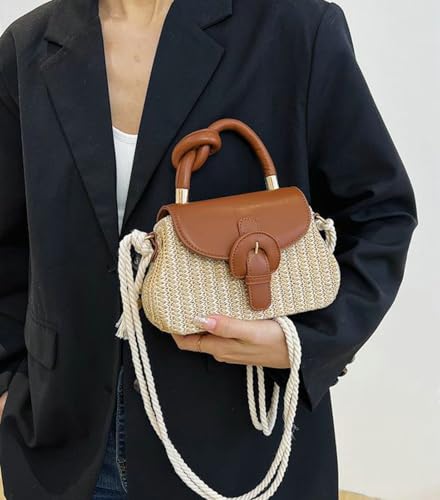 Stylish PU Satchel Women Handbag Knotted Top Handle Trendy Crossbody Shoulder Bag Small Square Flap Purse Versatile2