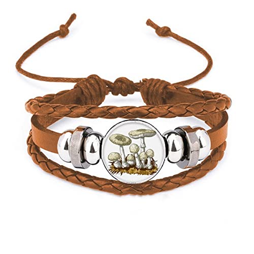 Bracelet en cuir motif champignon blanc cadeau idéal anniversaire