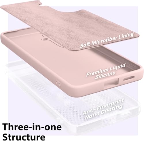 Image of DIZORO Microfiber Candy Case Compatible with Samsung S26 5G Smooth Touch Cushion Liquid Soft Silicone Gel Rubber Phone Cases Non-Slip Full Body Protective Shockproof Back Cover - Sand Pink