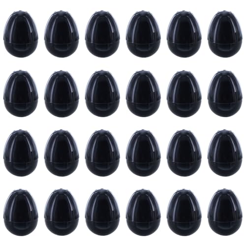 Set of 24 Glossy Black Plastic Easter Eggs 2.25 Inches