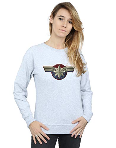 Marvel Women's Captain Marvel Chest Emblem Sweatshirt Sport Grey Large