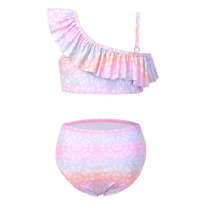 Jxstar Girls Bathing Suits One Shoulder Tie Dye Swimsuits Kids Bikini Beach Clothes Size 8 9