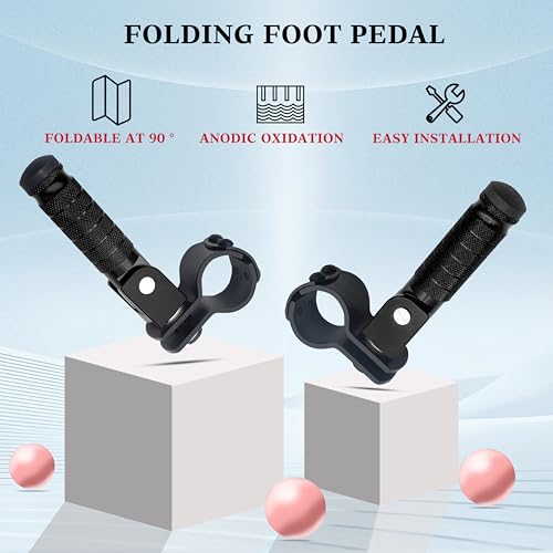Image of M8 Motorcycle CNC Aluminum 90 Degree Folding Rearsets Folded Motorbike Footrest Bicycle Footpegs Foot Pegs Pedal Universal (Black)