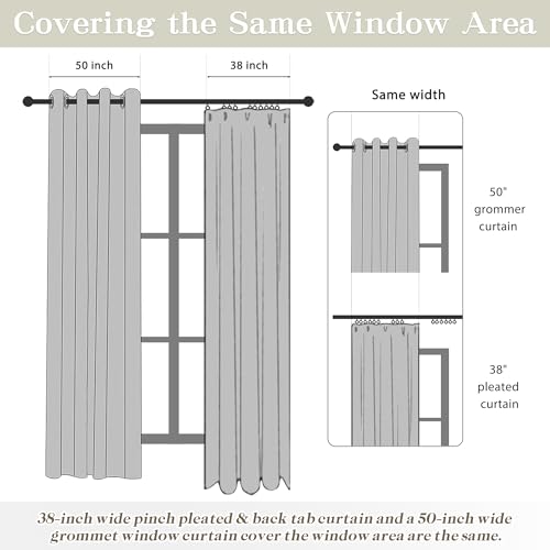 MASWOND Pinch Pleated Linen Sheer Curtains 84 Inch Length 2 Panels for Living Room Bedroom Semi Sheer Window Curtain Boho Neutral Back Tab Pinch Pleat Drape Easy Hanging Via Hooks Linen W38xL84 - Image 6