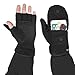Sprigs Multi Mitt Fingerless Gloves With Adjustable Top & Cell Phone Pocket (Jet Black)