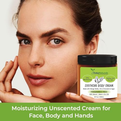 RaGaNaturals Mango Butter Moisturizing Hand & Body Cream for Dry to Very Dry, Sensitive Skin - Natural Vitamin E Face Cream - Non-Comedogenic, Unscented Lotion for Dry Skin for Women, Men, Baby - 8 Oz - Image 3