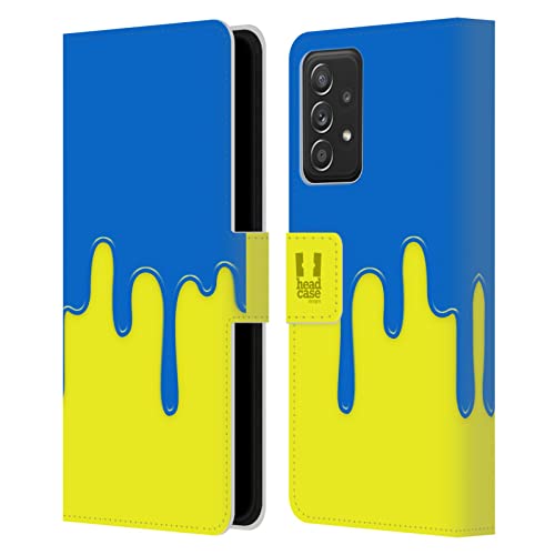 Housse cuir Galaxy A52 avec fentes cartes Jaune Bleu