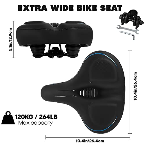 Tonbux Oversized Bike Seat For Men Women Comfort,Wide Bike Seat Cushion Replacement, Breathable Corfortable Bicycle Seat Saddle Compatible With Peloton/Exercise/Stationary/Electric/Cruiser Bikes #TOP5