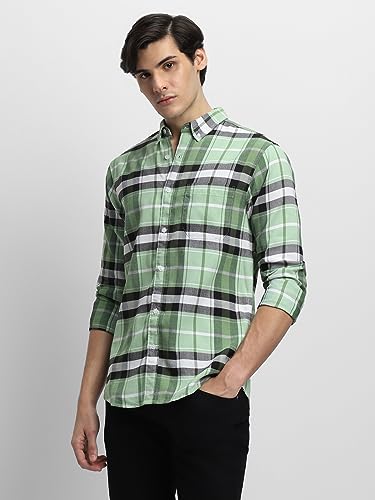 Image of Dennis Lingo Men's Cotton Checke Regular Fit Shirt