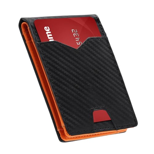 Men's Wallet slim wallet Carbon Fiber Bi-Fold Wallet - RFID Blocking Ultra Thin Card Holder (Holds 10+ Cards) Business & Travel Essential (Perfect Day Gift)