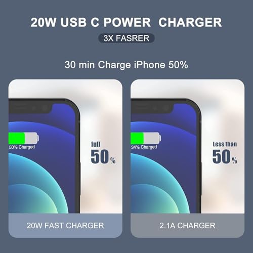 Image of iPhone Charger Fast Charging Block,[MFi Certified] Wall Charger Plug and 6ft USB C to Lightning Cable Cord, Type C Power Adapter Cube Brick Box for iPhone 14 Pro Max /14 /13 Pro /12 Mini /12 /11 /iPad