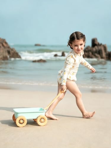 Image of Girls One Piece Swimsuits Zipper Rash Guard Long Sleeve Bathing Suit with Ruffle Hem UPF50+