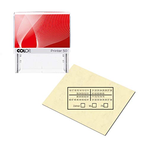 STEMPEL « ZAHNSCHEMA Z01 » 60 x 30 mm - integriertes Kissen - Zahnarzt Zahntechniker Arzt