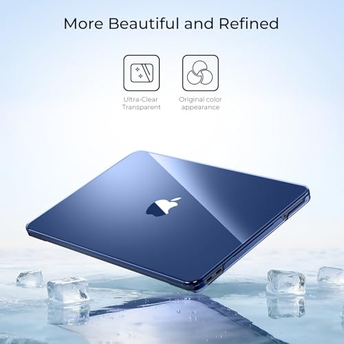 Image of EooCoo Case Compatible with MacBook Neo 13 inch 2026 Model A3404 with A18 Pro chip, Lightweight Hard Shell Scratch Resistant Protective Cover, Crystal Indigo