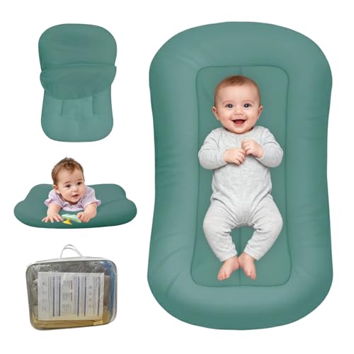 Image of Baby Lounger for Newborn, Bionic Design Baby Lounger, Soft Organic Cotton Breathable Lounger for Infants 0-24 Months (Dark Green)