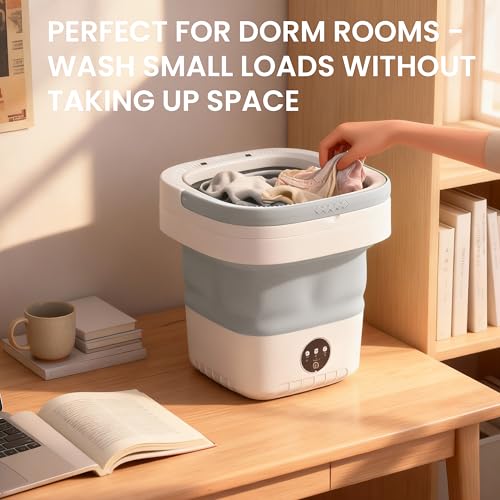 Image of Portable Washing Machine 16L Mini Foldable Washer with Spin Basket, 3 Modes for Travel & Small Spaces (Gray)