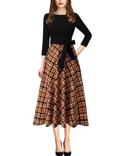 Image of VFSHOW Womens Work Business Casual Church Pockets Belted A-Line Midi Dress