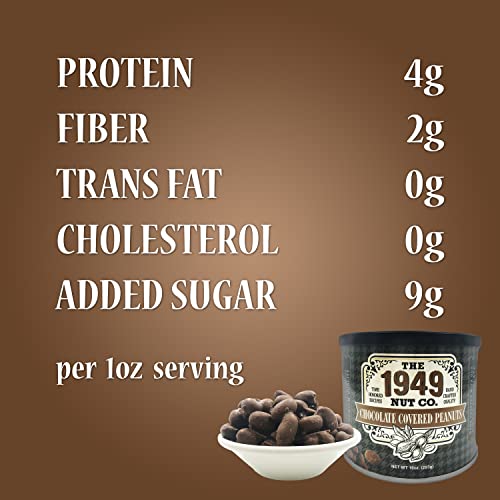 The 1949 Nut Co. Chocolate Covered Virginia Style Peanuts | Oil Roasted Peanuts | Fried Peanuts with a Unique Crispy Crunch | Extra-Large, Hand-Cooked in the USA with an Old Family Recipe, 10 oz.