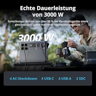DJI Power 2000 Tragbare Powerstation 2048 Wh, 3000 W Solar Generator, LiFePO4 Akku, kompakte Größe, in 45 Min. von 0% auf 80% geladen, Notstromaggregat für Zuhause, Camping/Wohnmobile/Notstrom