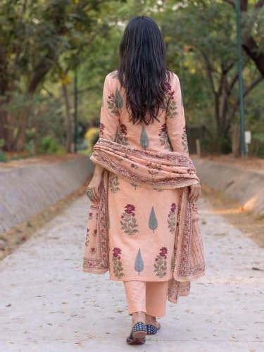 Image of ANNI Designer Kurta Set Women Viscose Printed | Kurti Set Woman | Kurta Pant Dupatta 3 Piece Outfit | V-Neck 3 /4 Sleeve Straight Fit Ethnic Wear Ladies Dress Stylish Traditional Clothing
