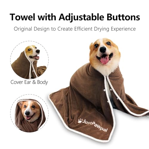Dog Towels Pack of 2 – Absorbent Soft Microfiber Towels for Drying Dogs Extra Large, Large, Medium, Small – Pet Bath, Grooming Towel – Adjustable Button (Brown, Large 56″x28″) Dog Towels Pack of 2 – Absorbent Soft Microfiber Towels for Drying Dogs Extra Large, Large, Medium, Small – Pet Bath, Grooming Towel – Adjustable Button (Brown, Large 56″x28″)