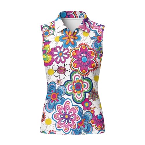 2025 Golf Shirts for Women Sleeveless Collared Button Tennis Shirt Lightweight Golf Tank Tops Clothes4