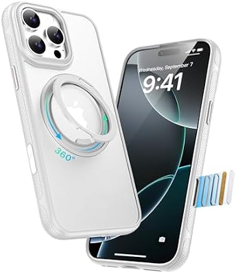 XUXSO for iPhone 16 Pro Case, Compatible with MagSafe, Slim Shockproof Military-Grade Rugged Protective Case with Stand, Camera Control, Comfort Grip (B-White, iPhone 16 Pro)