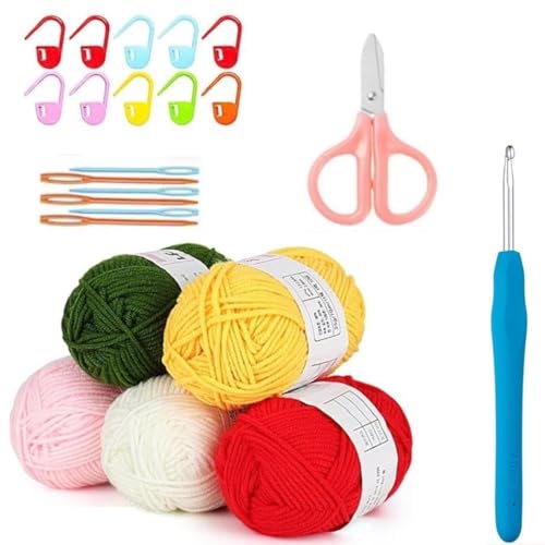 Image of Wolly Wonders Crochet Kits for Beginners with Crochet Thread, Learn to Crochet Set Supplies DIY Tools,Crocheting Kit for Adults Kids