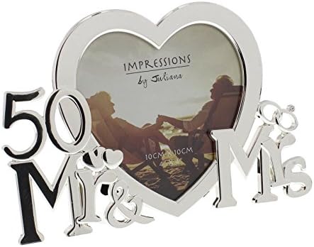 50Th Golden Wedding Anniversary Silver Plated Photo Frame Gift Ideas Present