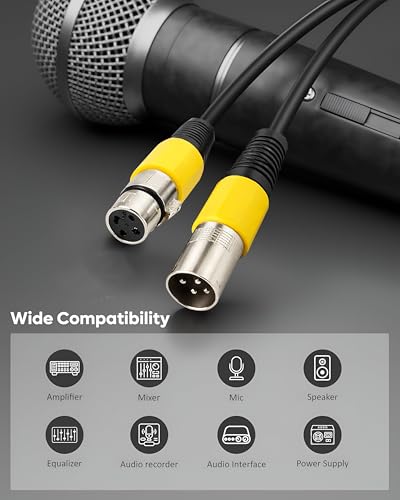 Image of MX XLR male to female microphone cable wire 3 pin mic cable microphone cord wire mic cable 5 meter for Guitar Audio Speaker Cable Multicolor (XLR Male to Female, 1.5 MTR)