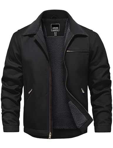 Cotrasen Mens Work Jacket Heavyweight Cotton Duck Canvas Jacket Waterproof Winter Warm Coat with Sherpa Lining