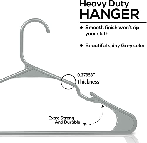 Image of PROTOWARE 12 Pieces Clothe Hangers for Wardrobe - Space Saving Cupboard Storage Organizer - Plastic Hanger Set for Saree, Shirt, Dress (Grey)