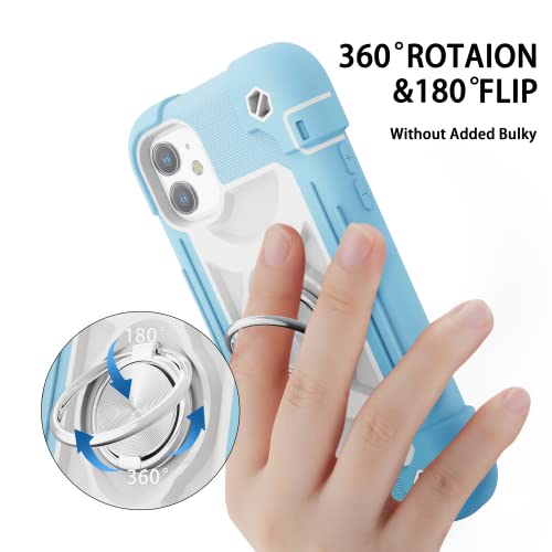 Image of MARKILL Compatible with iPhone with Built-in 360Rotating Ring Stand, Military Grade Drop Protection Full Body Rugged Heavy Duty Case Durable Cover (Ice Blue, iPhone 11 6.1 inch)