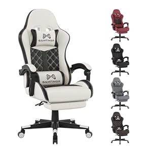 Gaming Chair, Computer Office Chair with Footrest, 155° Reclining Chair, Ergonomic High Back Computer Chair with Headrest and Lumbar Support for Adults and Kids (Black-White)