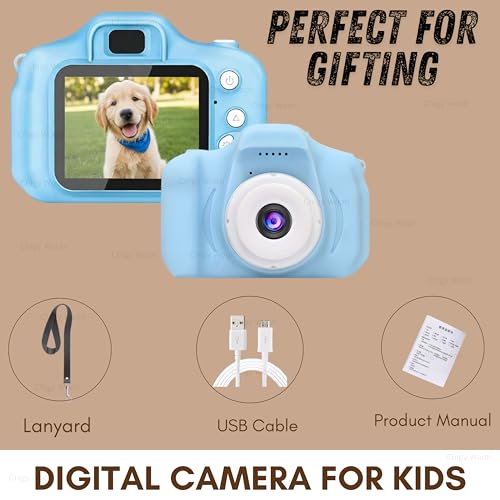 Image of Digital Camera for Boys & Girls | 1080P Video Recording with 2-Inch Screen | Preloaded Mini Games, Rechargeable Durable Toy Camera for Children, Kids, Blue