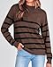 KIRUNDO Fall Sweaters for Women 2026 Striped Turtleneck Ribbed Knit Sweater Trendy Pullover Jumper Winter Fashion Clothing(Small, Coffee)