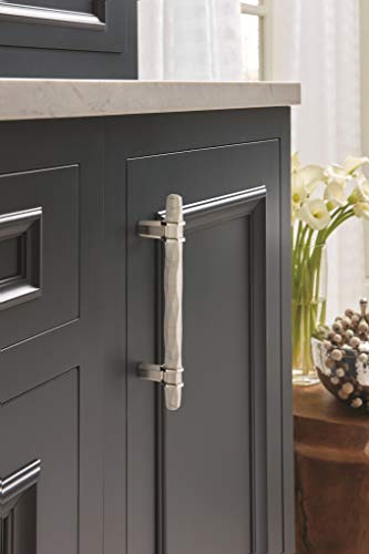 Image of Amerock | Cabinet Pull | Marble White /Polished Nickel | 5-1 /16 inch (128 mm) Center to Center | Carrione | 1 Pack | Drawer Pull | Drawer Handle | Cabinet Hardware
