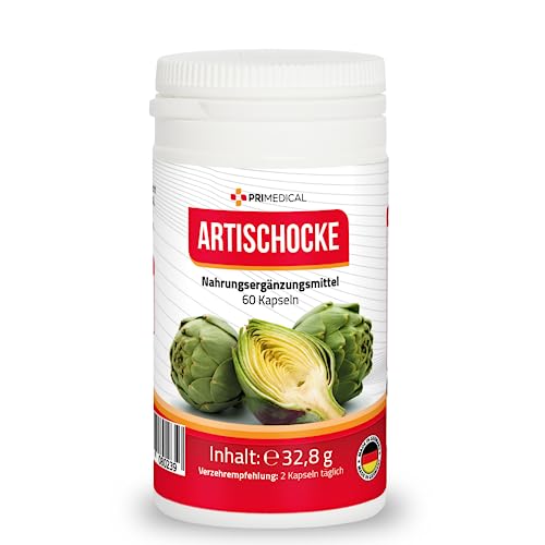 Alcachofas veganas con extracto de alcachofa 800 mg por dosis diaria primedical 1 x 60 cápsulas