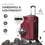 3-Piece Lightweight Hardside Spinner Luggage Set with TSA Lock, 3 piece suitcase set (20in24in28in) (Cherry Red) - Image 3