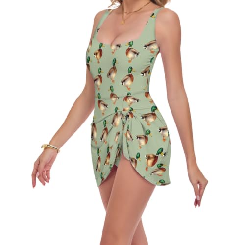 Maillot de bain une pièce gainant et couvrant pour piscine motif colvert