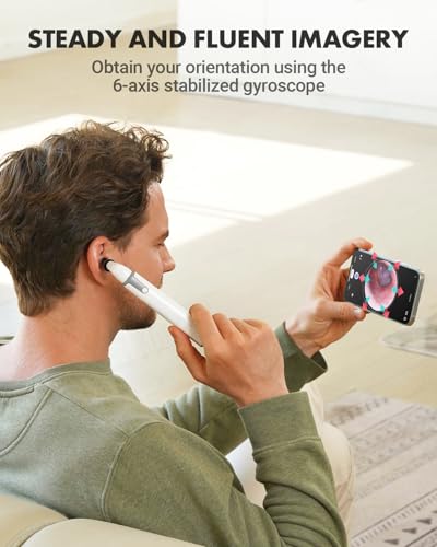 AnyScope ワイヤレスオトスコープ ジャイロスコープ付き デュアルビュー付きイヤーカメラ ライト付き3.9mmオトスコープ 耳垢除去ツール付き 子供/大人/ペット用 iPhoneとAndroidに対応