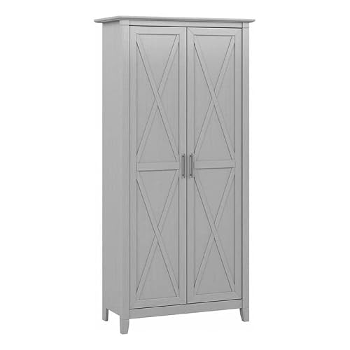 Pemberly Row Tall Storage Cabinet With Doors In Cape Cod Gray - Engineered Wood #TOP24
