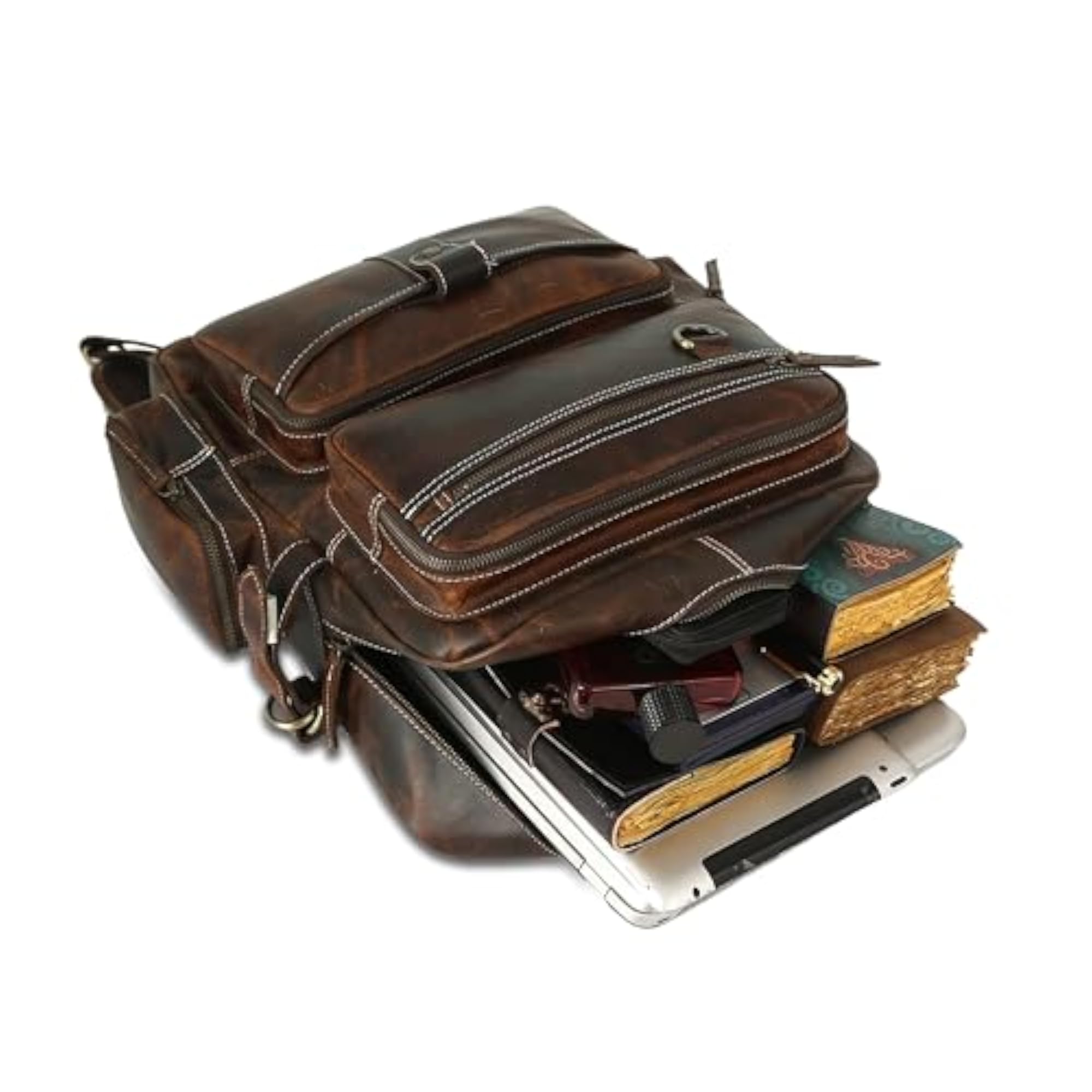Genuine Leather Laptop Backpack Shoulder Rucksack, Stylish Unisex Design