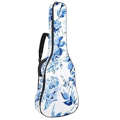 Housse de protection imperméable en tissu Oxford pour guitare électrique avec poignée latérale rembourrée Motif feuilles bleues, Multicolore 8., 42.9×16.9×4.7 in, Sacs pour guitare acoustique - Les Beatles, Paul McCartney, John Lennon, RIngo Starr, George Harrison
