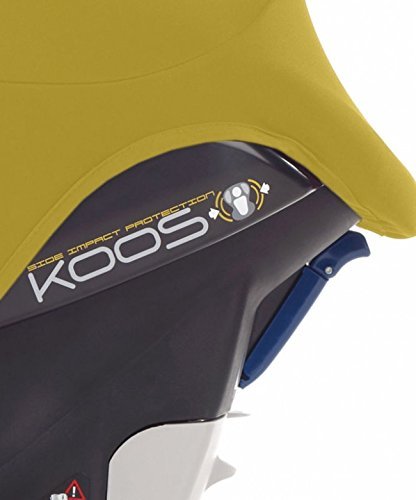 Close-up of Jané Koos car seat side impact protection label
