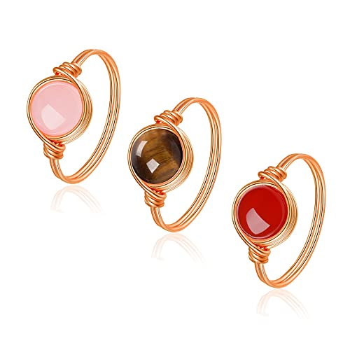Bague en cristal de cornaline et quartz rose pour femme
