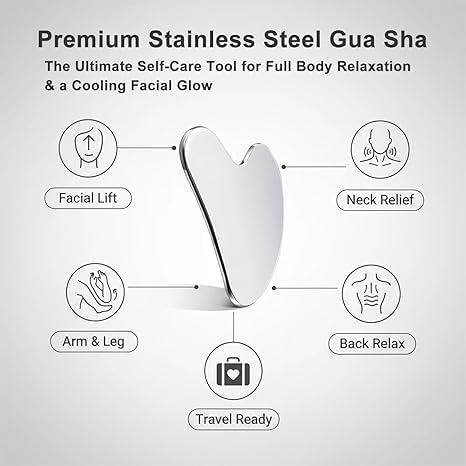 Image of Aerowave Advanced Gua-Sha Stainless Steel Tool for Face & Neck | Lymphatic Drainage, Facial Toning, Skin Firming & Anti-Aging Care