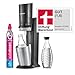 SodaStream Crystal 3.0 Wassersprudler mit 1x Quick-Connect CO2-Zylinder und 2X Glaskaraffen, Silber, Schwarz, Titan, 45 cm