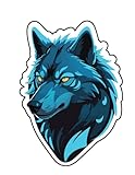Set of 2 - Blue Wolf Head Vinyl Decal Sticker, Artistic Animal Design,Stickers Graphic - Auto, Wall, Laptop, Cell, Truck Sticker for Windows, Cars, Trucks