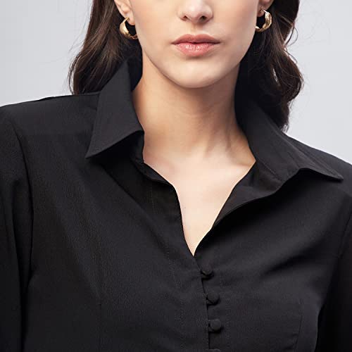 Image of Carlton London Women's Polyester Solid Regular Fit Shirt